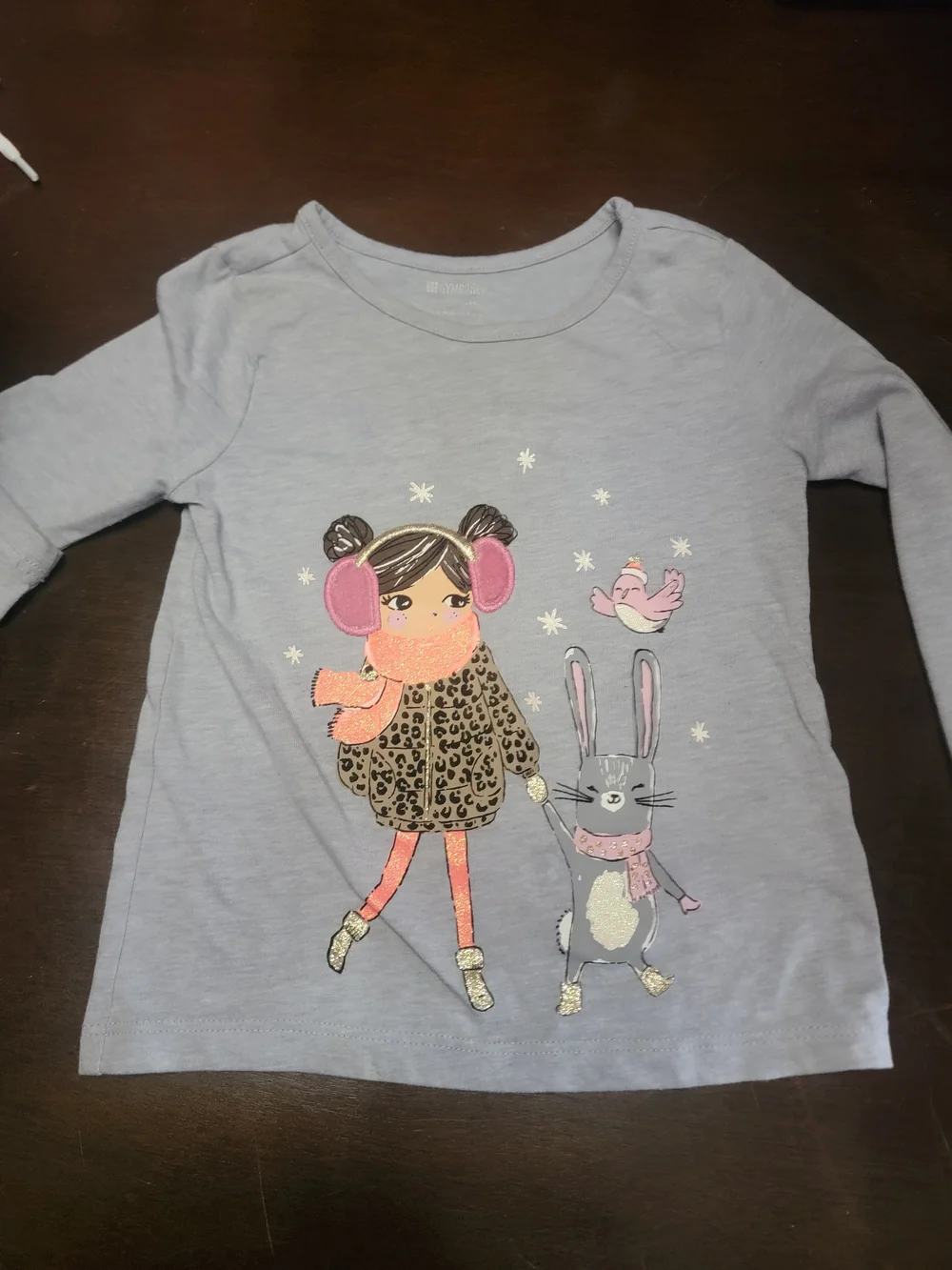 Gymboree Light Gray Long Sleeve Tee with Subtle Logo